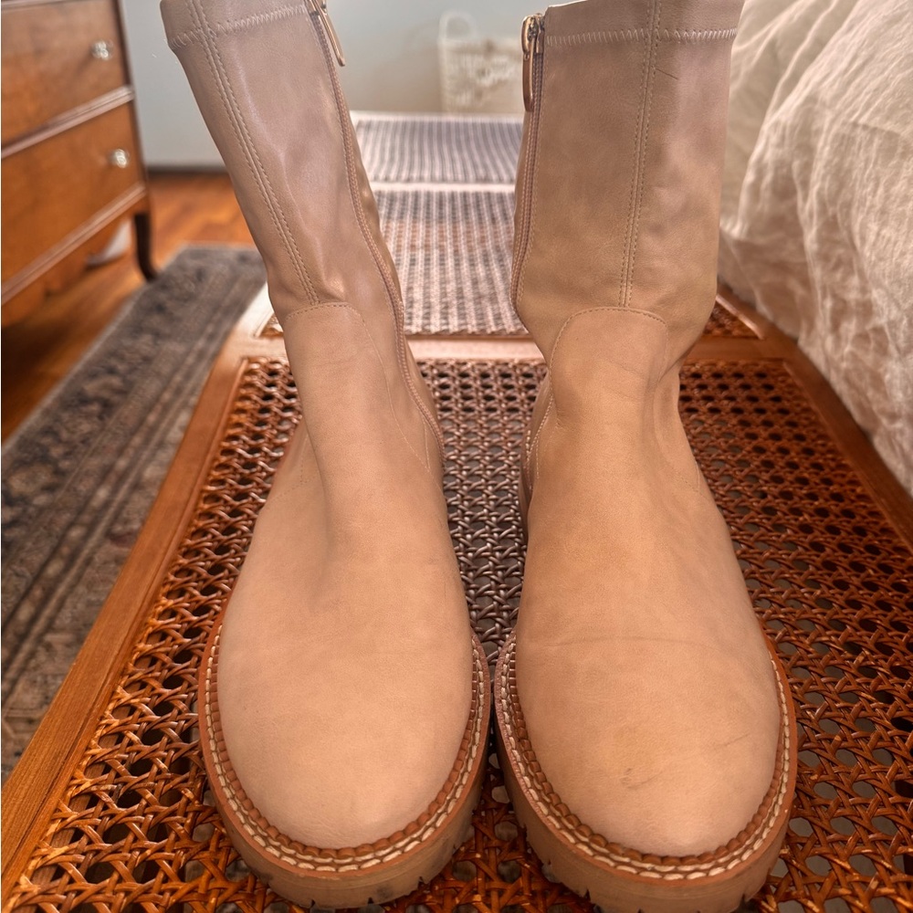 Cream leather combat boots - Picture 6 of 6